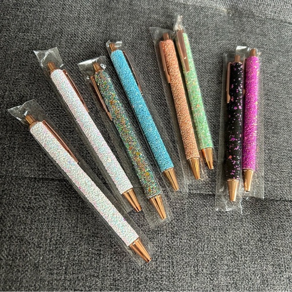 SPARKLY WHITE Fancy Sequin Glitter Ballpoint Pen, Rose Gold Metal, Black Ink - Picture 13 of 13